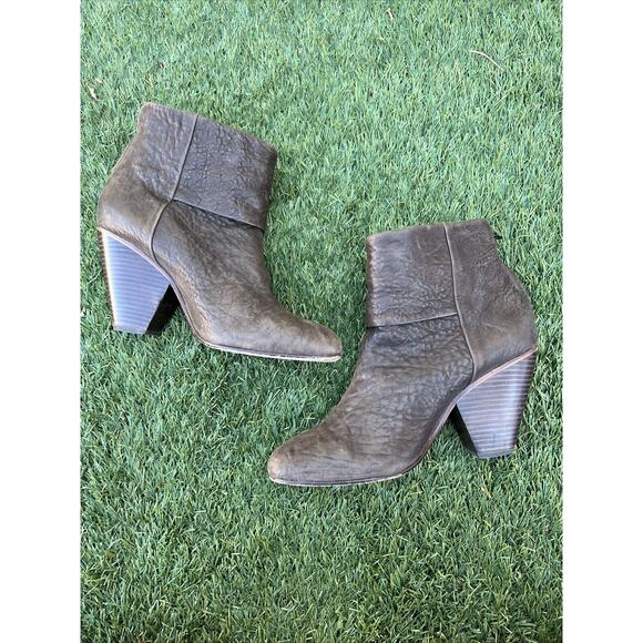 Rag & Bone Newbury Classic Brown Leather Ankle Boots Women's Booties Sz 41 US 11 - Picture 1 of 9